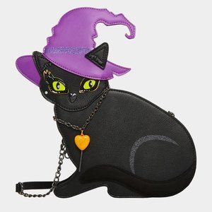 Betsey Johnson Kitsch Kitty Witch Crossbody Bag Black Cat BJ33490F New Sealed